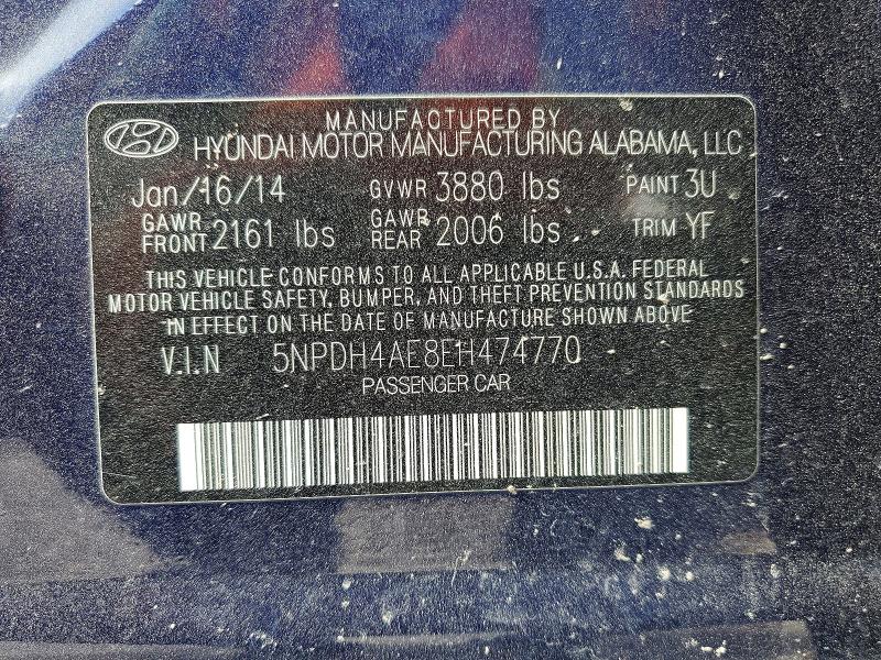 Продажа на аукционе авто 2014 Hyundai Elantra, vin: 5NPDH4AE8EH474770, номер лота: 55753146