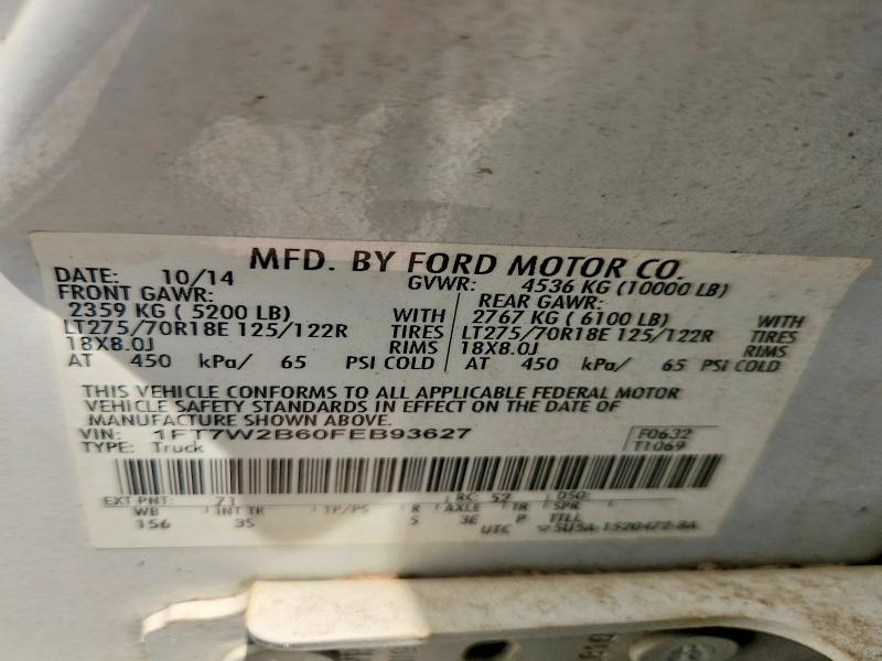 2015 Ford F250 მანქანა იყიდება აუქციონზე, vin: 1FT7W2B60FEB93627, აუქციონის ნომერი: 58916216