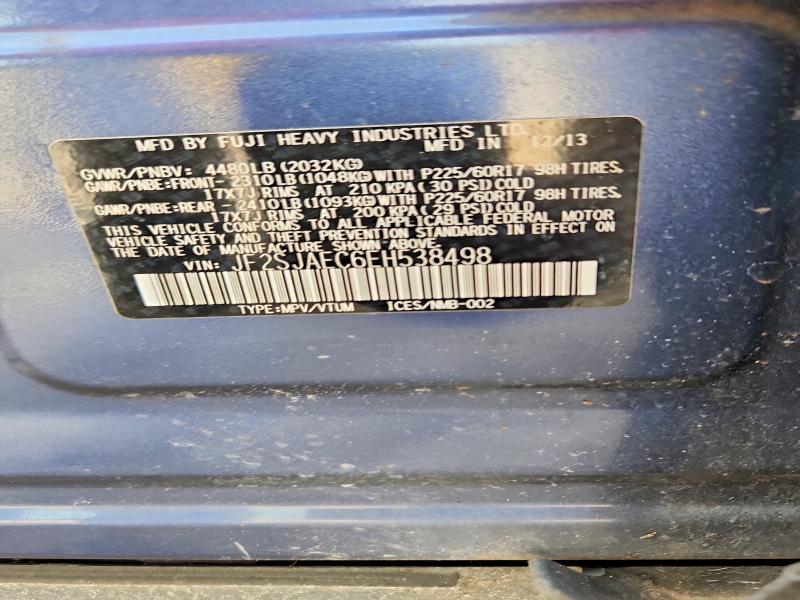 2014 Subaru Forester მანქანა იყიდება აუქციონზე, vin: JF2SJAEC6EH538498, აუქციონის ნომერი: 57341166