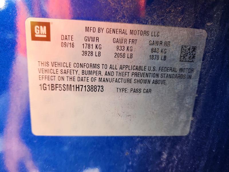 Aukcja sprzedaży 2017 Chevrolet Cruze, vin: 1G1BF5SM1H7138873, numer aukcji: 56492306