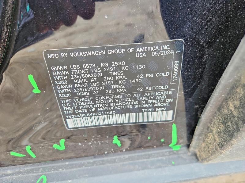 56675256 :رقم المزاد ، 1V25MPE84RC011580 vin ، 2024 Volkswagen Id.4 مزاد بيع