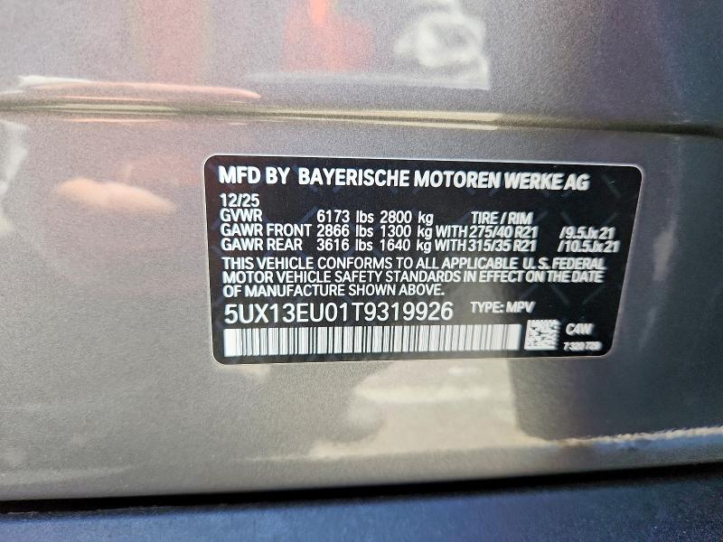 58120336 :رقم المزاد ، 5UX13EU01T9319926 vin ، 2026 Bmw X5 مزاد بيع