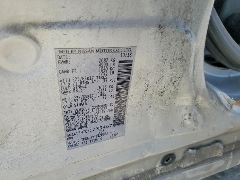 Продаж на аукціоні авто 2019 Nissan Rogue, vin: 5N1AT2MT6KC733467, номер лоту: 85610895