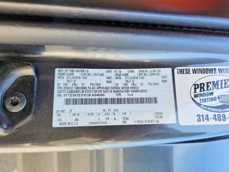 2016 Ford F150 მანქანა იყიდება აუქციონზე, vin: 1FTEW1EPXGFA94086, აუქციონის ნომერი: 55697666