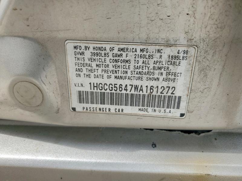 Продаж на аукціоні авто 1998 Honda Accord, vin: 1HGCG5647WA161272, номер лоту: 55733206