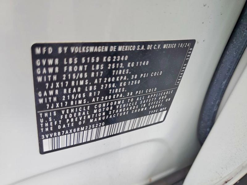 2024 Volkswagen Tiguan მანქანა იყიდება აუქციონზე, vin: 3VVRB7AX6RM225220, აუქციონის ნომერი: 57513826