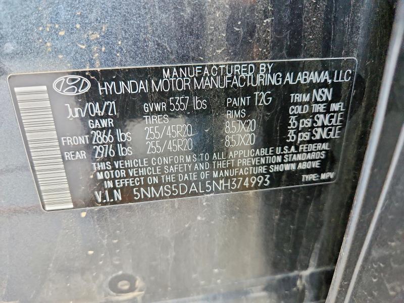 Продаж на аукціоні авто 2022 Hyundai Santa Fe, vin: 5NMS5DAL5NH374993, номер лоту: 54492536