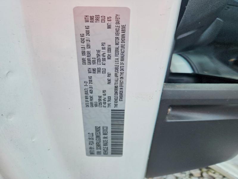 57833086 :رقم المزاد ، 3C6MRVJG0ME539092 vin ، 2021 Ram Promaster 3500 مزاد بيع
