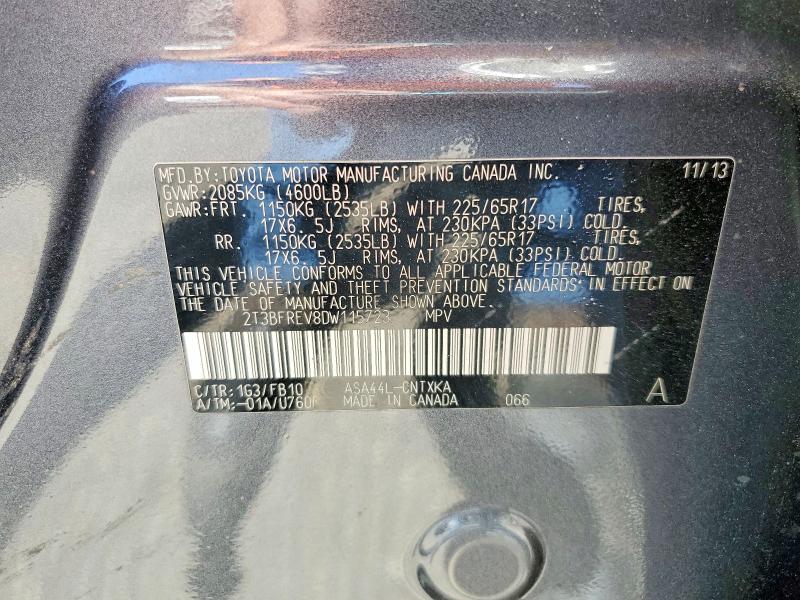Aukcja sprzedaży 2013 Toyota Rav4, vin: 2T3BFREV8DW115723, numer aukcji: 57838036