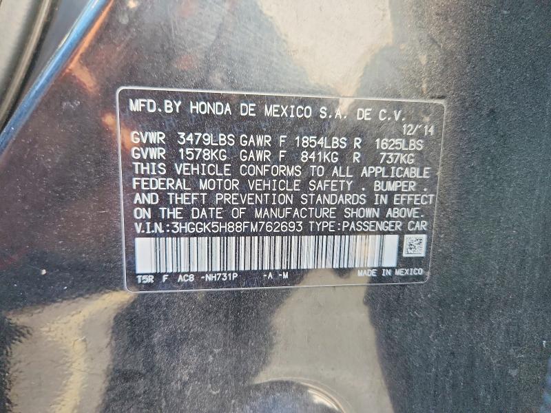 58323746 :رقم المزاد ، 3HGGK5H88FM762693 vin ، 2015 Honda Fit مزاد بيع