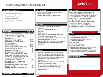 Продаж на аукціоні авто 2025 Chevrolet Express G3500, vin: 1GAZGPFP8S1255212, номер лоту: 58184346