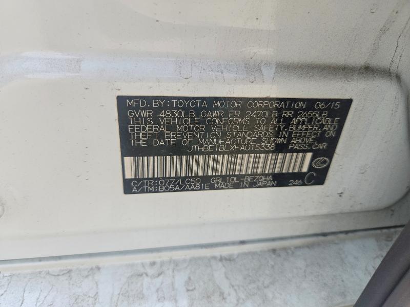 54023896 :رقم المزاد ، JTHBE1BLXFA015338 vin ، 2015 Lexus Gs مزاد بيع