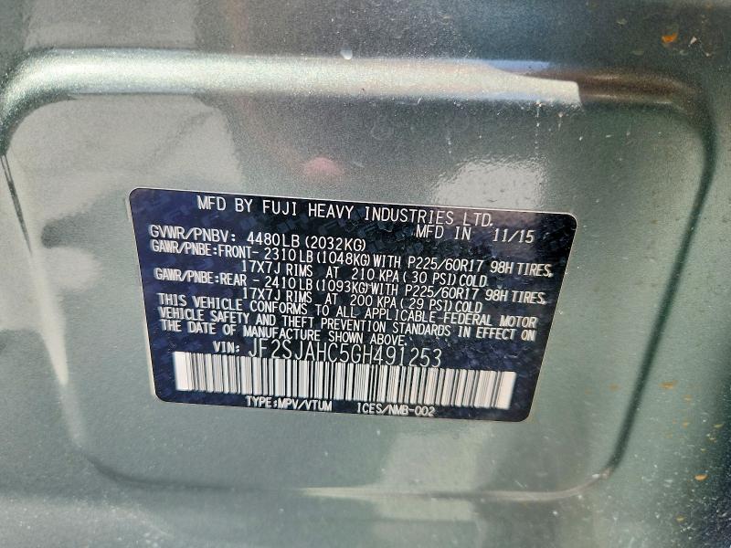 Продаж на аукціоні авто 2016 Subaru Forester, vin: JF2SJAHC5GH491253, номер лоту: 55383866