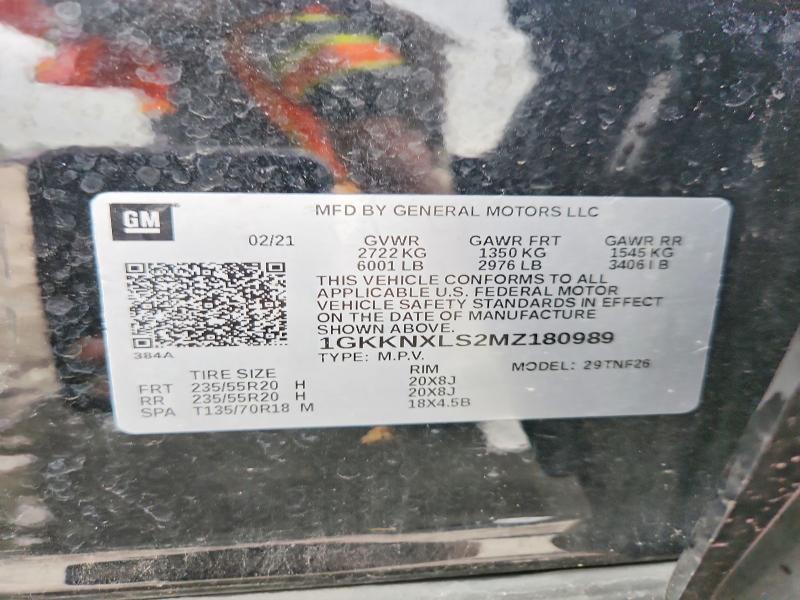 Aukcja sprzedaży 2021 Gmc Acadia, vin: 1GKKNXLS2MZ180989, numer aukcji: 58762416