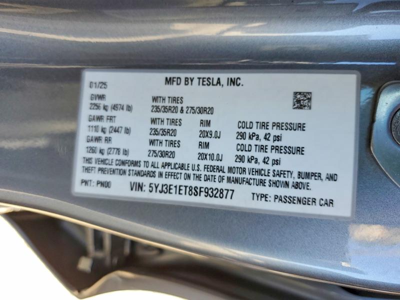 Продажа на аукционе авто 2025 Tesla Model 3, vin: 5YJ3E1ET8SF932877, номер лота: 57264676