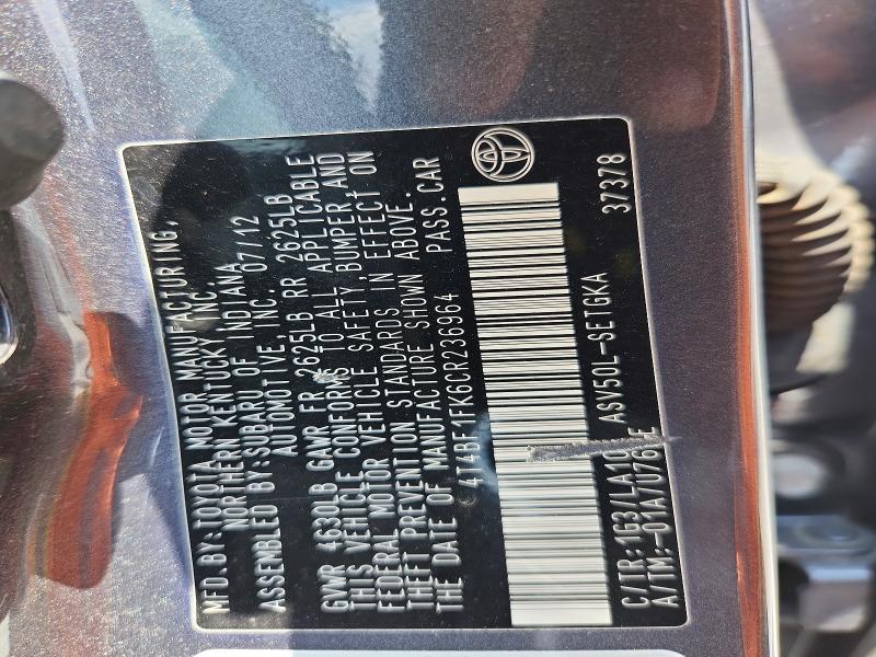 Aukcja sprzedaży 2012 Toyota Camry, vin: 4T4BF1FK6CR236964, numer aukcji: 58059196