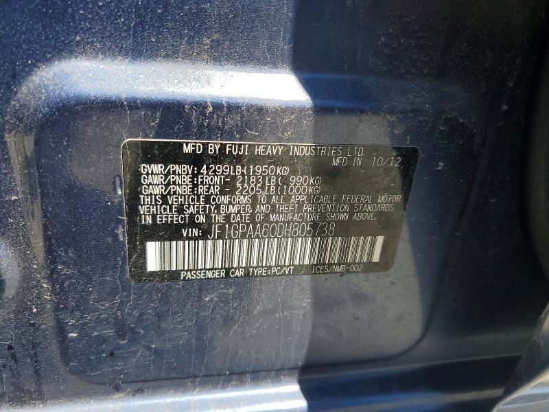Продажа на аукционе авто 2013 Subaru Impreza, vin: JF1GPAA60DH805738, номер лота: 55176586