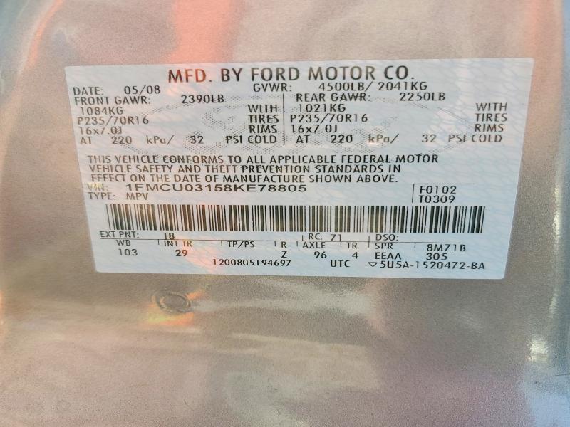 Продаж на аукціоні авто 2008 Ford Escape, vin: 1FMCU03158KE78805, номер лоту: 54008606