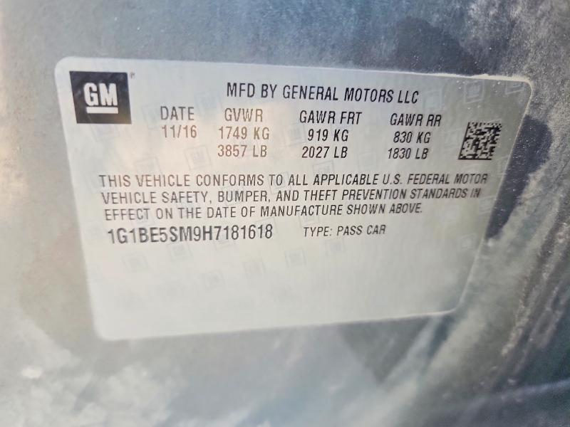Продажа на аукционе авто 2017 Chevrolet Cruze, vin: 1G1BE5SM9H7181618, номер лота: 58791176
