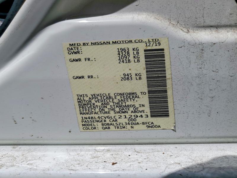 57467576 :رقم المزاد ، 1N4BL4CV6LC212943 vin ، 2020 Nissan Altima مزاد بيع
