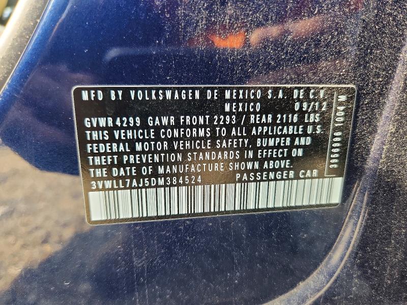 Продаж на аукціоні авто 2013 Volkswagen Jetta, vin: 3VWLL7AJ5DM384524, номер лоту: 57819826
