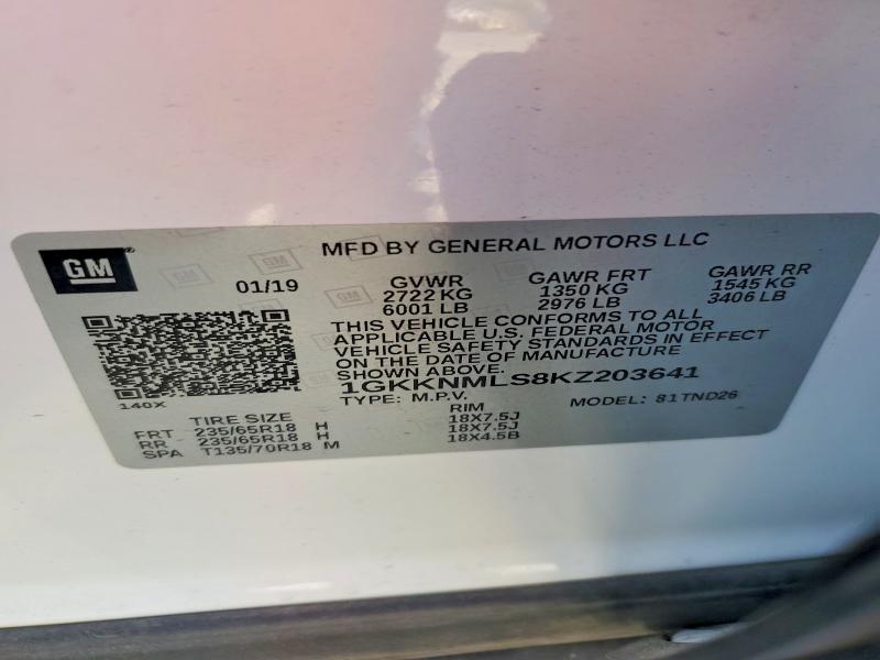 Aukcja sprzedaży 2019 Gmc Acadia, vin: 1GKKNMLS8KZ203641, numer aukcji: 57412366