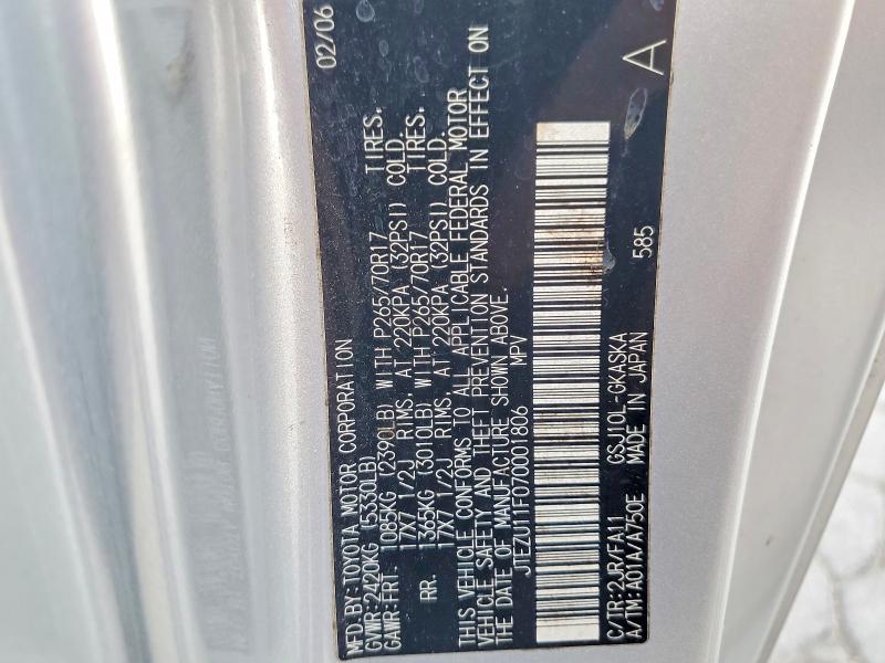 Aukcja sprzedaży 2007 Toyota Fj Cruiser, vin: JTEZU11F070001806, numer aukcji: 55727626