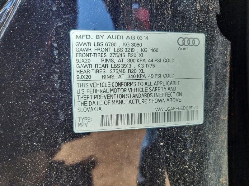 54513166 :رقم المزاد ، WA1LGAFE6ED018174 vin ، 2014 Audi Q7 مزاد بيع