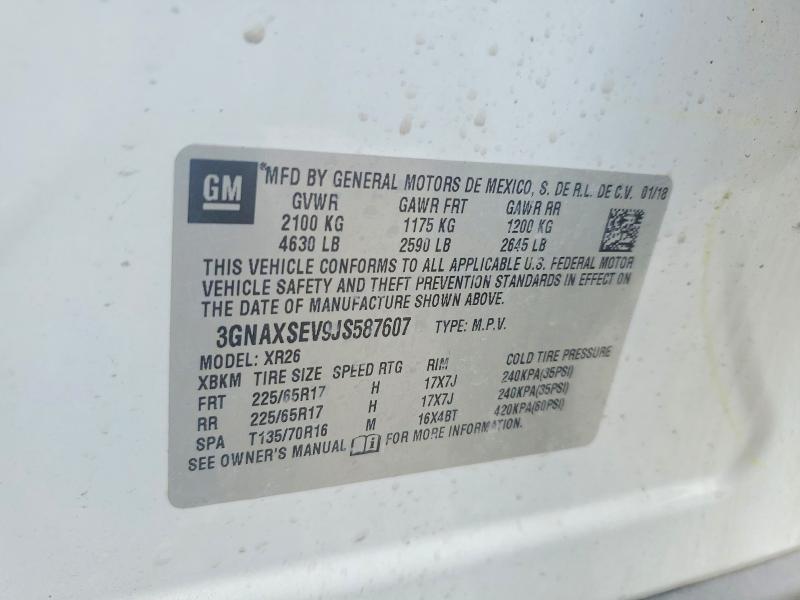 Продажа на аукционе авто 2018 Chevrolet Equinox, vin: 3GNAXSEV9JS587607, номер лота: 58319586