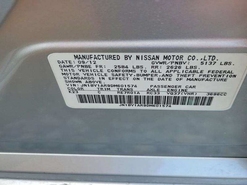 Aukcja sprzedaży 2013 Infiniti M37, vin: JN1BY1AR9DM601574, numer aukcji: 57547556