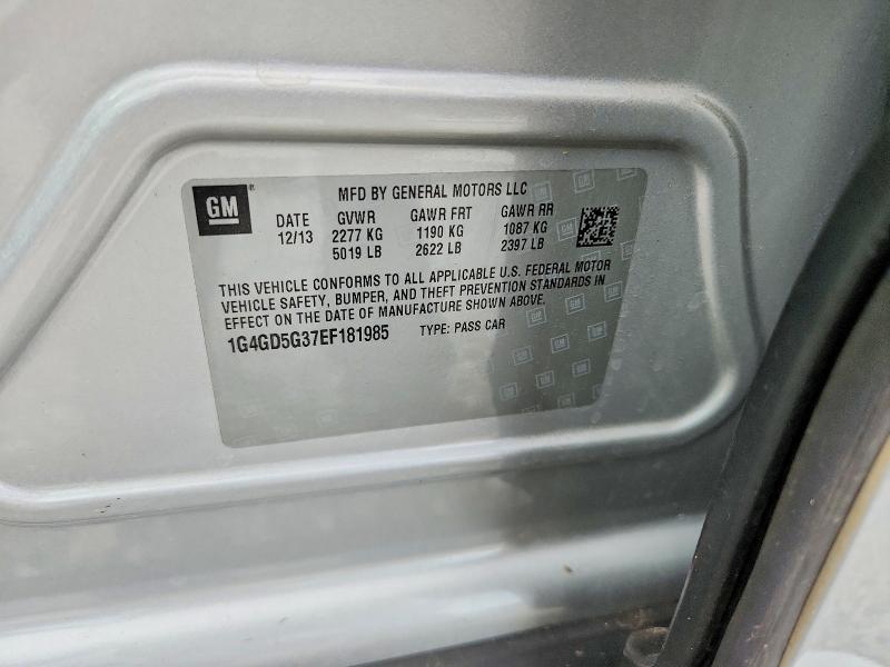 2014 Buick Lacrosse მანქანა იყიდება აუქციონზე, vin: 1G4GD5G37EF181985, აუქციონის ნომერი: 58443346