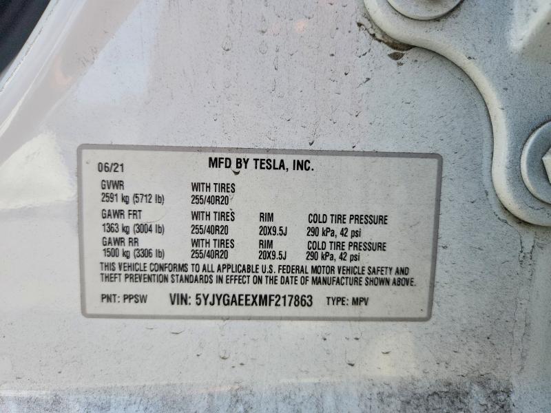 Aukcja sprzedaży 2021 Tesla Model Y, vin: 5YJYGAEEXMF217863, numer aukcji: 55817256