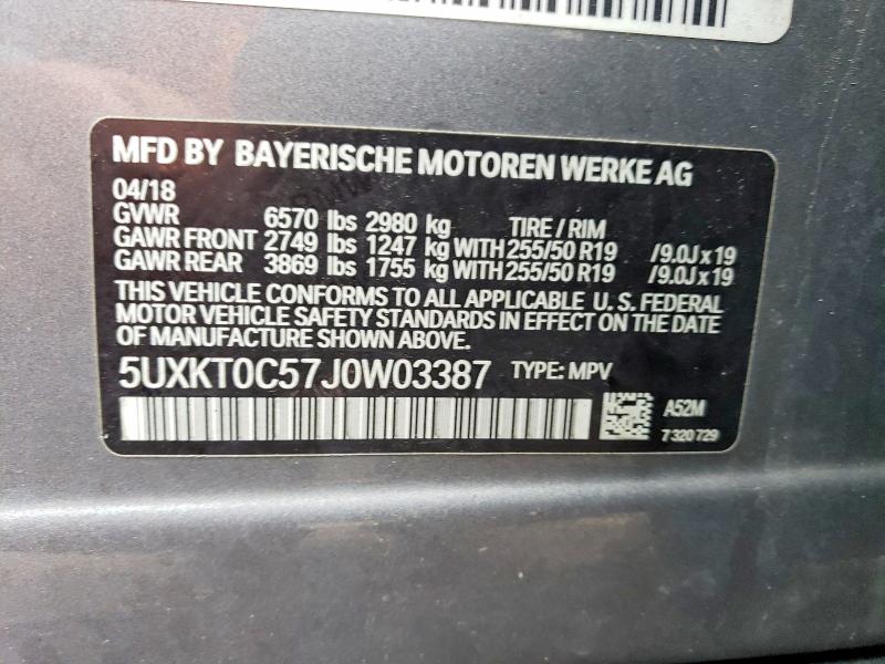 57226336 :رقم المزاد ، 5UXKT0C57J0W03387 vin ، 2018 Bmw X5 مزاد بيع