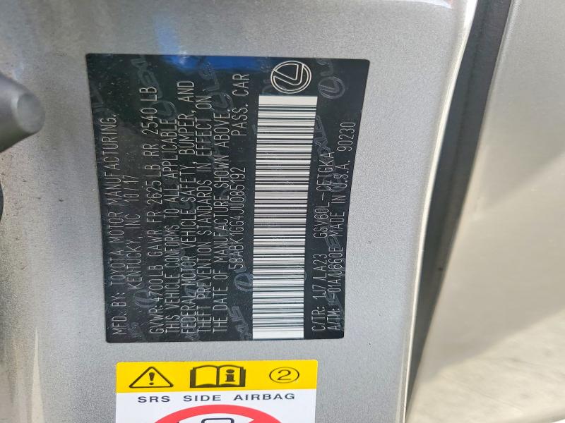 56185546 :رقم المزاد ، 58ABK1GG4JU085192 vin ، 2018 Lexus Es مزاد بيع