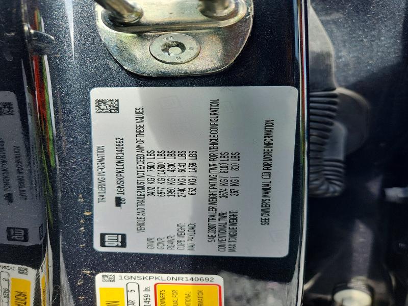 Продажа на аукционе авто 2022 Chevrolet Tahoe, vin: 1GNSKPKL0NR140692, номер лота: 55688176