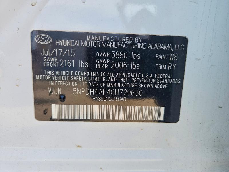 55001996 :رقم المزاد ، 5NPDH4AE4GH729630 vin ، 2016 Hyundai Elantra مزاد بيع