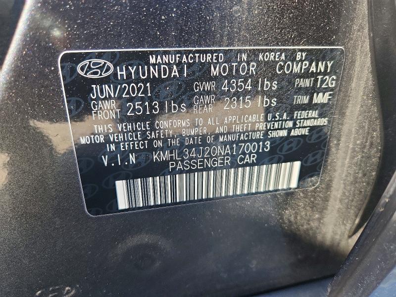 Продаж на аукціоні авто 2022 Hyundai Sonata, vin: KMHL34J20NA170013, номер лоту: 55962906