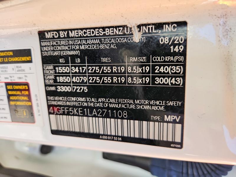 Продаж на аукціоні авто 2020 Mercedes-benz Gls, vin: 4JGFF5KE1LA271108, номер лоту: 55610796