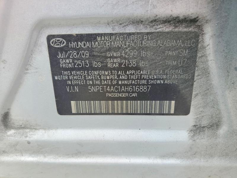 2010 Hyundai Sonata მანქანა იყიდება აუქციონზე, vin: 5NPET4AC1AH616887, აუქციონის ნომერი: 58600046
