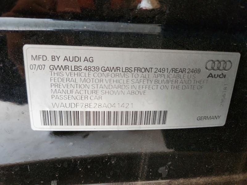 55930336 :رقم المزاد ، WAUDF78E28A041421 vin ، 2008 Audi A4 مزاد بيع