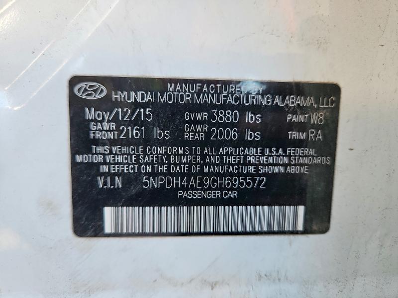 56695656 :رقم المزاد ، 5NPDH4AE9GH695572 vin ، 2016 Hyundai Elantra مزاد بيع