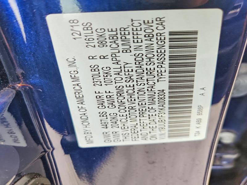 Aukcja sprzedaży 2019 Acura Tlx, vin: 19UUB1F31KA008304, numer aukcji: 85624785