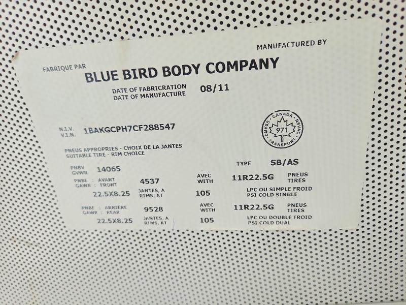 Продажа на аукционе авто 2012 Bluebird Vision, vin: 1BAKGCPH7CF288547, номер лота: 58137366