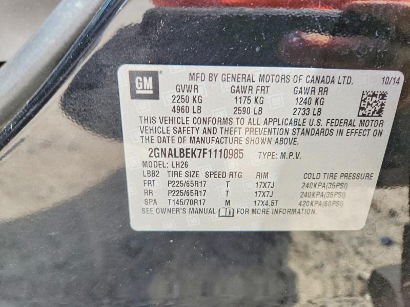 58843976 :رقم المزاد ، 2GNALBEK7F1110985 vin ، 2015 Chevrolet Equinox مزاد بيع