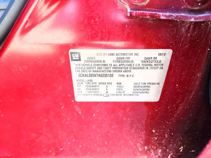 58362736 :رقم المزاد ، 2CNALDEW7A6235130 vin ، 2010 Chevrolet Equinox مزاد بيع