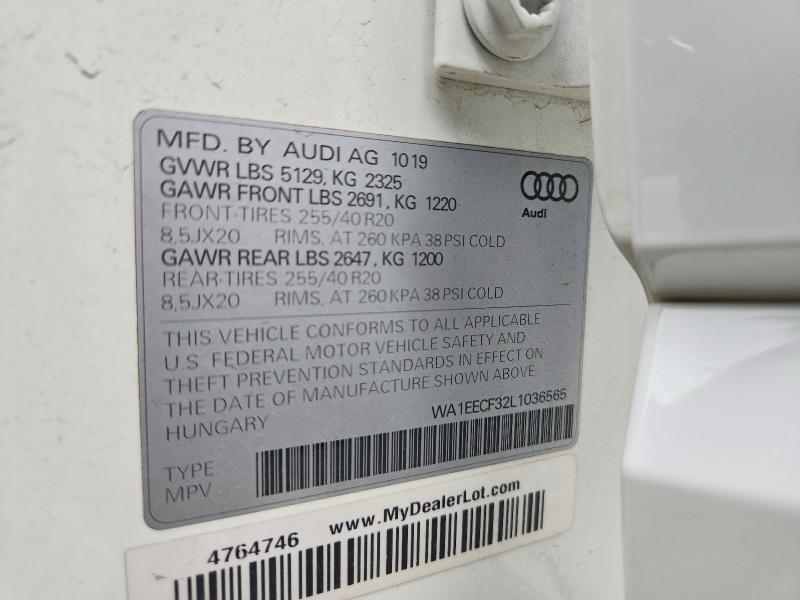 55926496 :رقم المزاد ، WA1EECF32L1036565 vin ، 2020 Audi Q3 مزاد بيع
