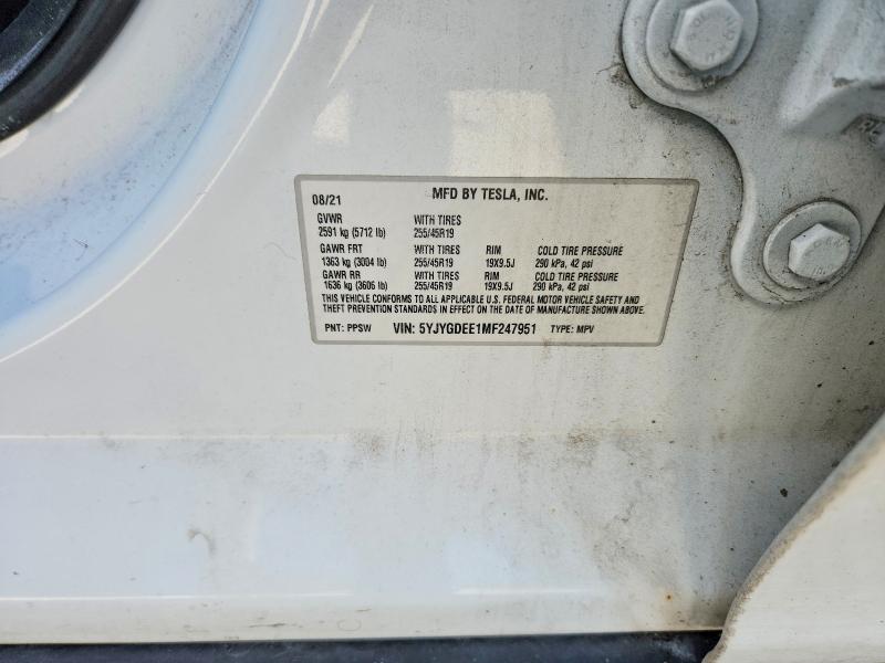 Продажа на аукционе авто 2021 Tesla Model Y, vin: 5YJYGDEE1MF247951, номер лота: 55765036