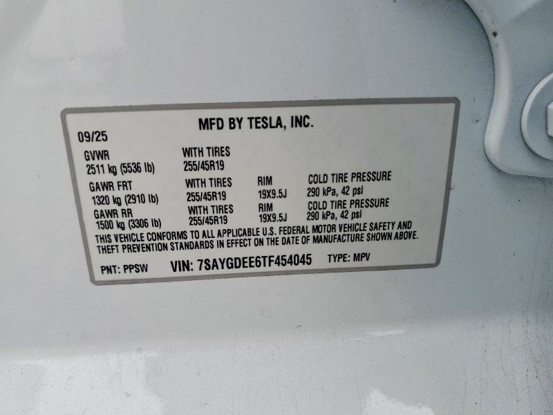 57082746 :رقم المزاد ، 7SAYGDEE6TF454045 vin ، 2026 Tesla Model Y مزاد بيع