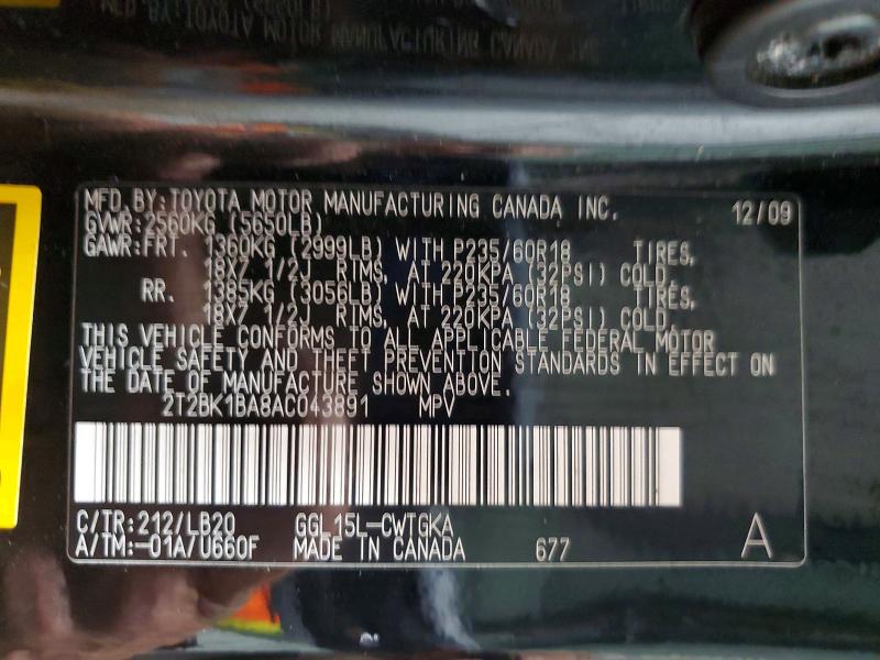 Продажа на аукционе авто 2010 Lexus Rx, vin: 2T2BK1BA8AC043891, номер лота: 55392546