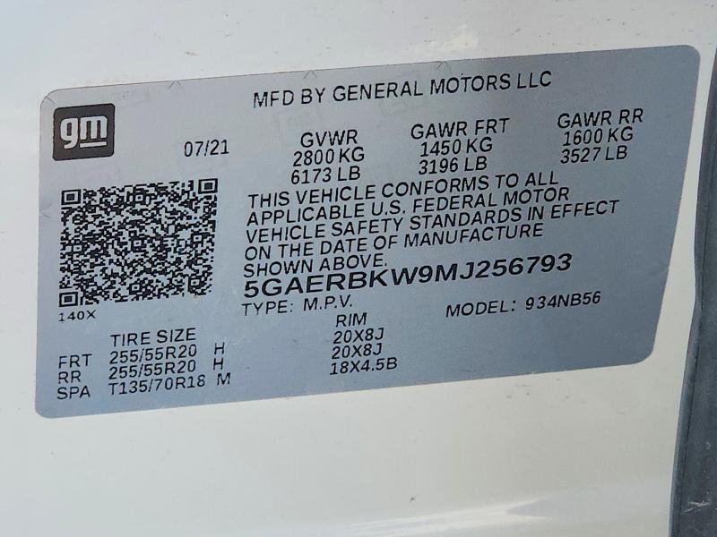 Продаж на аукціоні авто 2021 Buick Enclave, vin: 5GAERBKW9MJ256793, номер лоту: 56827006